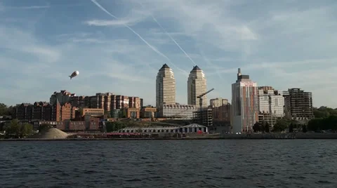 Boat in slow motion on the river Stock Footage 32967997