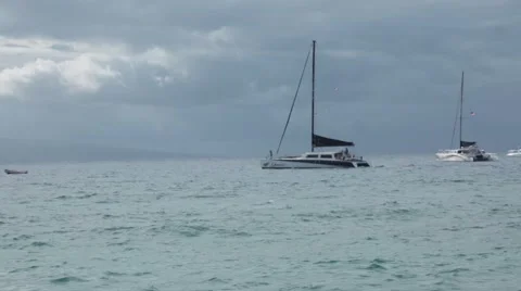 Boat slowly moving on ocean surface Stock Footage 57463627