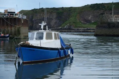 Boat in small harbor 스톡 사진
