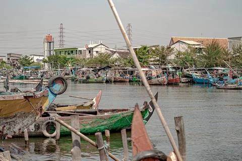 A Boat in small harbor. Foto stock