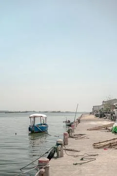 A Boat in small harbor. Foto stock