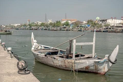 A Boat in small harbor. Foto stock