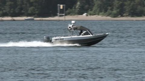 Boat Speeding By Stock Footage 93205372