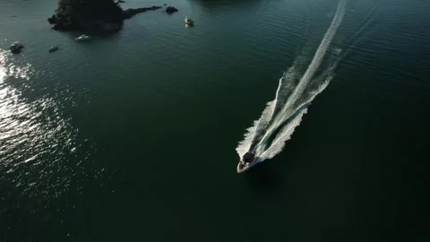 Boat speeding to the habor Stock Footage 278063164
