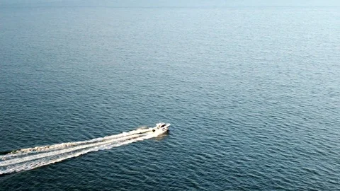 Boat Speeding in Open Ocean Stock Footage 123139573