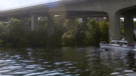 Boat Speeding through the River Video stock 94254252