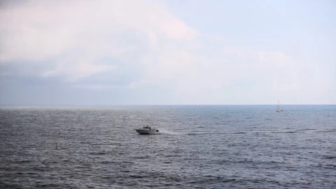 Boat speeding through the waves. Stock Footage 93252821