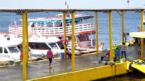 Boat Station in Manaus Stock Footage 298399708