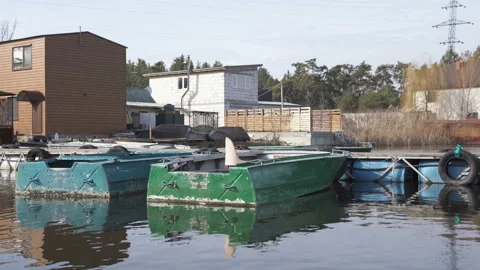 Boat station in small towns Stock Footage 125435528