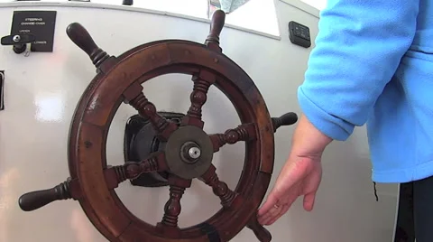 Boat Steering Wheel Being Turned Stock Footage 43676555