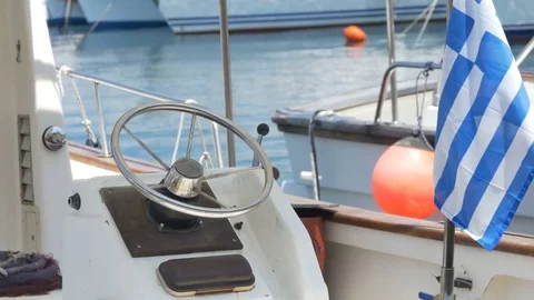 Boat Steering Wheel Stock Footage 77355172