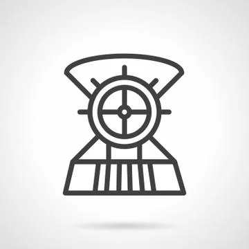 Boat steering wheel line vector icon Illustration