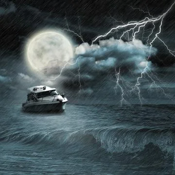 Boat in storm Stock-Illustration