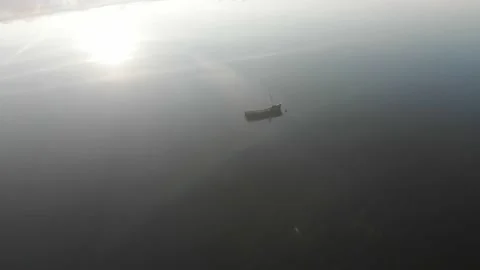 Boat stranded and abandoned in a bay in Brittany Stock Footage 158750953
