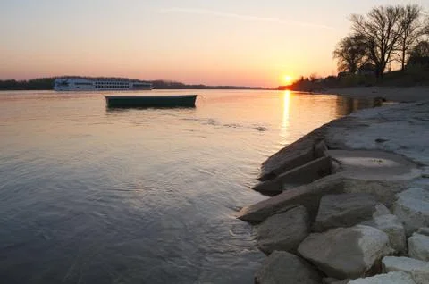 Boat in the Sunrise Stock Photos