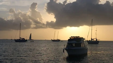 Boat sunset clouds Stock Footage 104733415