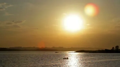 Boat at sunset Stock Footage 12036276