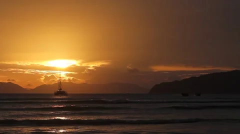 Boat at sunset Stock Footage 56742657