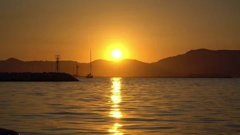 Boat in Sunset Stock Footage 77766203