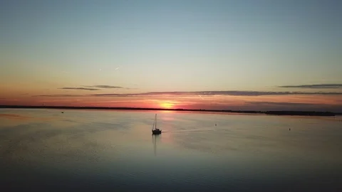 Boat with sunset Stock Footage 95937478