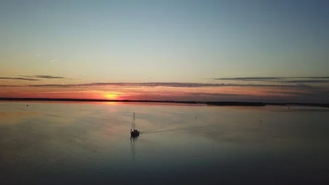 Boat with sunset Stock Footage 95937561