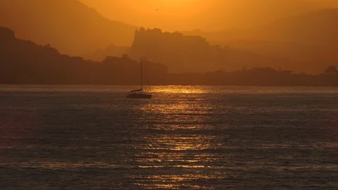 Boat at sunset Stock Footage 106518719