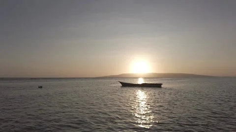 Boat at sunset Stock Footage 210464330