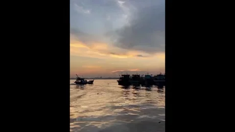 Boat on sunset Stock Footage 274411236