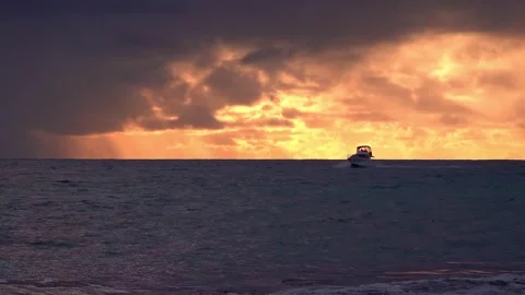 A boat at sunset Stock Footage 282227222