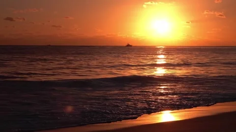 A boat at sunset Stock Footage 282832740