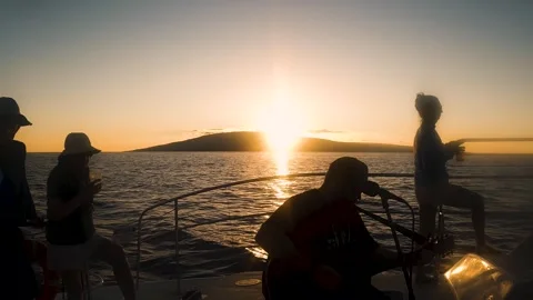 Boat Sunset Party Stock Footage 244290029