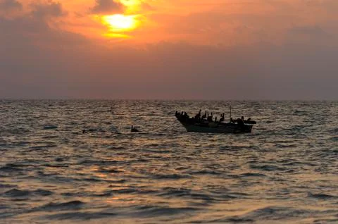 Boat Sunset Stock Photos