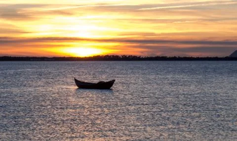 Boat at sunset Foto stock