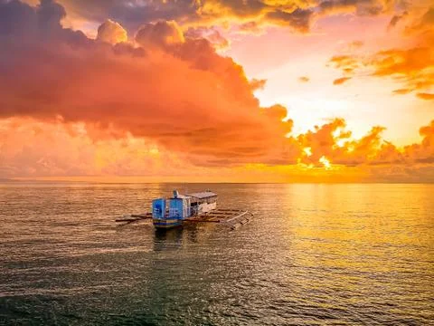 Boat-in-Sunset Stock Photos