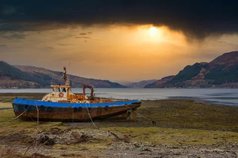 Boat sunset Stock Photos