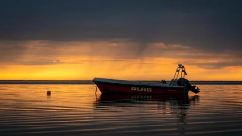 Boat at Sunset Foto stock