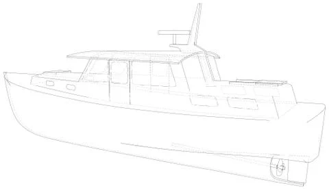 Boat. Technical wire-frame. Vector rendering of 3d. EPS10 format Illustrazione stock