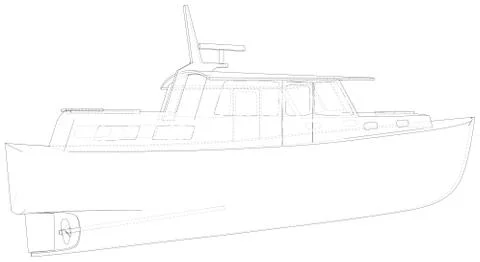 Boat. Technical wire-frame. Vector rendering of 3d. EPS10 format Stock-Illustration