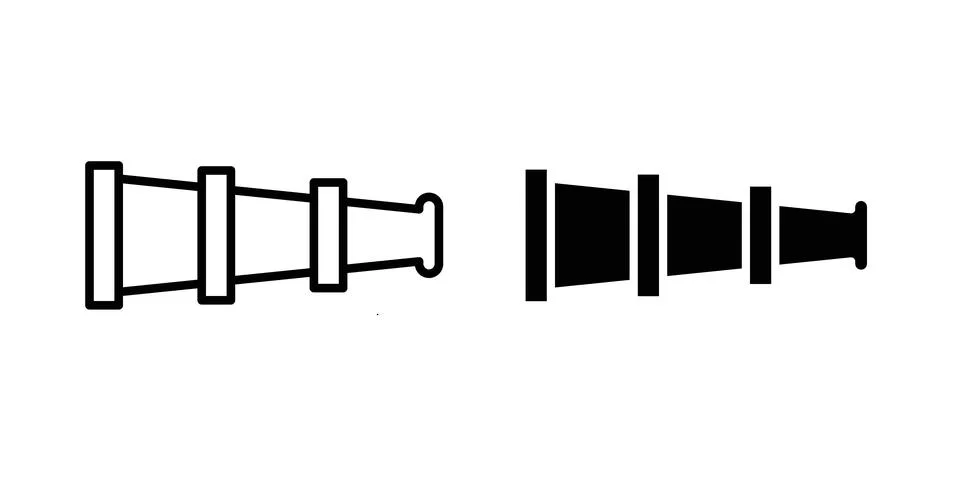 Boat Telescope icon linear versions pack on white background Stock Illustration