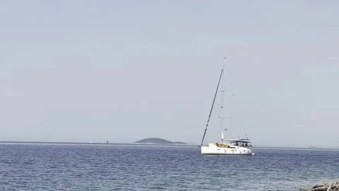 BOAT THROUG FRAME Blue Sky and Sea Stock Footage 202174902