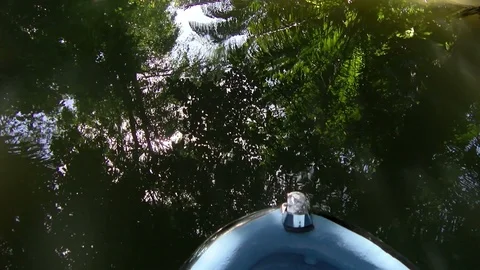 By boat through the canals of the Quebrada river Stock Footage 91194533