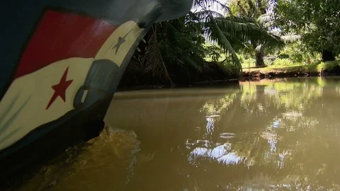 By boat through the canals of the Quebrada river Stock Footage 91194803