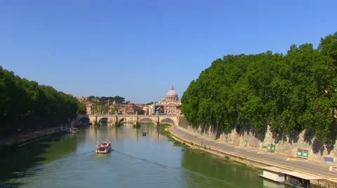 A boat On The Tiber 2 Stock Footage 67018446