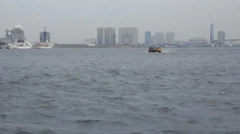 Boat in Tokyo Harbor Stock Footage 22152019