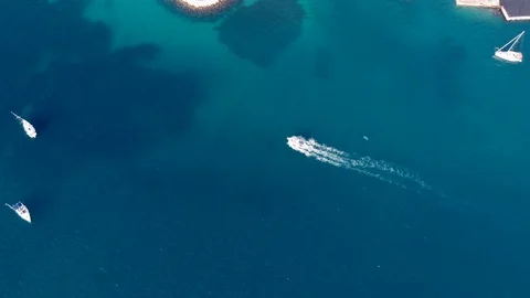 Boat top down drone shot Stock Footage 116022187