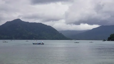 Boat tour around the beach area. Boat moving in the ocean Stock Footage 206353853