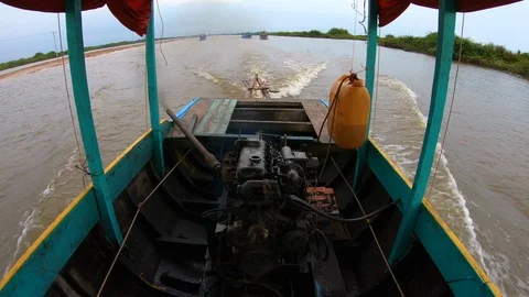 Boat tour floating at Siem Reap Tonle Sap Kompong Phluk, Cambodia Stock Footage 108199751
