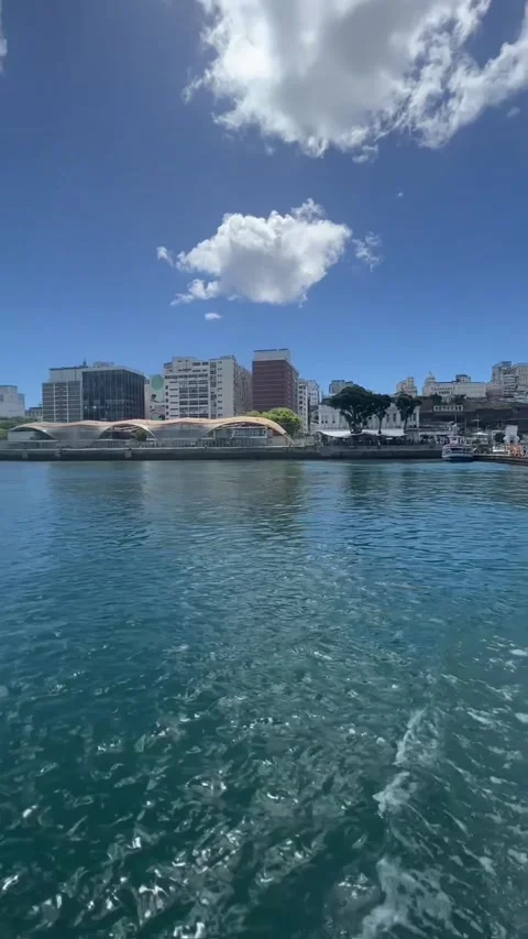 Boat Tour View of Cidade Baixa Coastline in Salvador Bahia Brazil 스톡 동영상 343440868