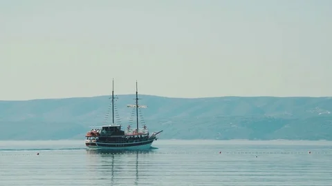 Boat with tourists.  Stock Footage 78098704
