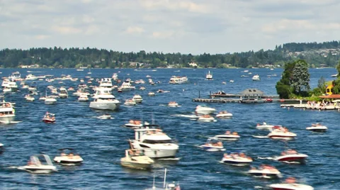 Boat Traffic Time Lapse Pan Stock Footage 31879700